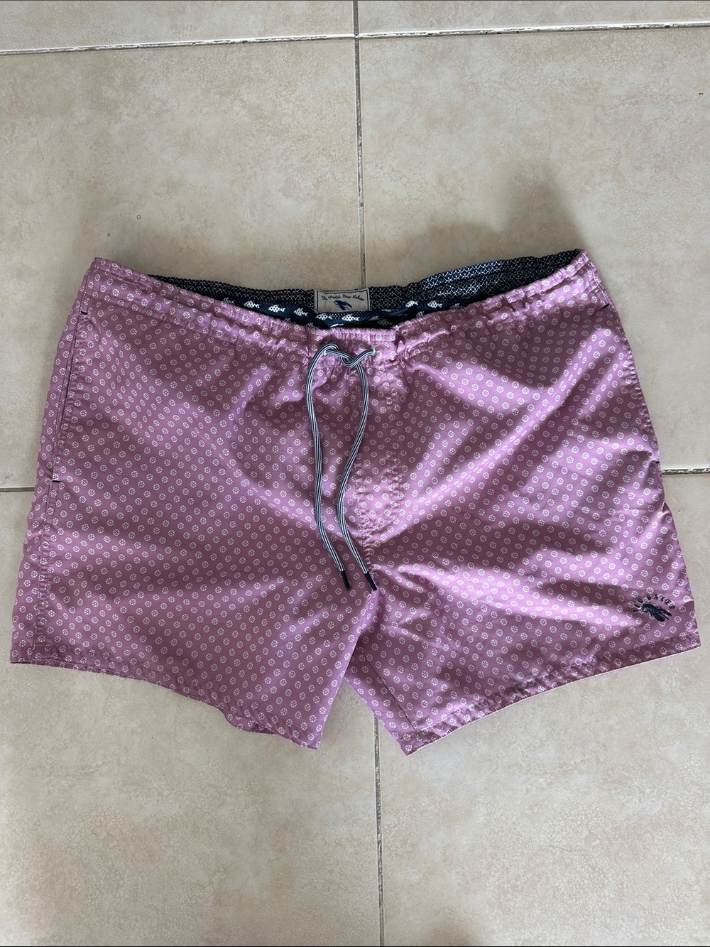 Ted Baker Mauve Geo-Print Swim Trunks